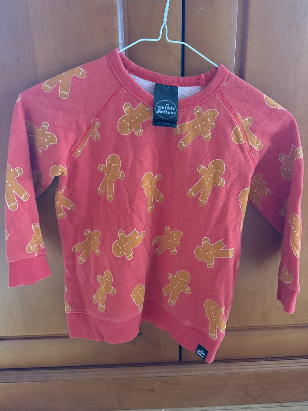 Whistle & Flute Red Gingerbread Print Sweatshirt (7-8Y)